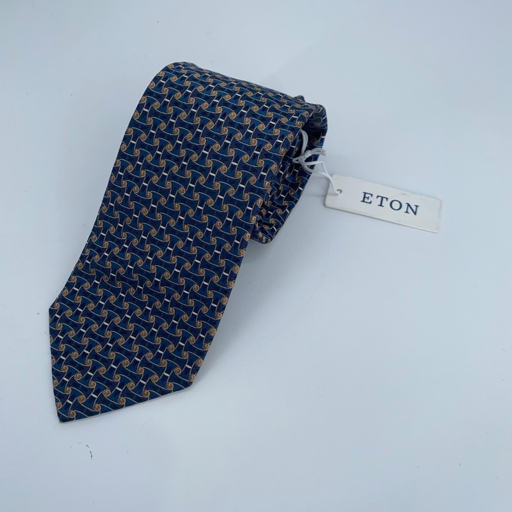 Eton Tie Men One Size Multi Patterned Silk Luxury Classic Necktie Italy Made NWT
